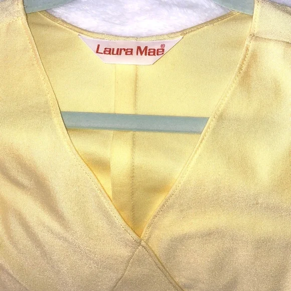 Vintage-Laura Mae-Sunny Yellow drop waist pleated skirt dress w/matching belt 💛 - Picture 4 of 6